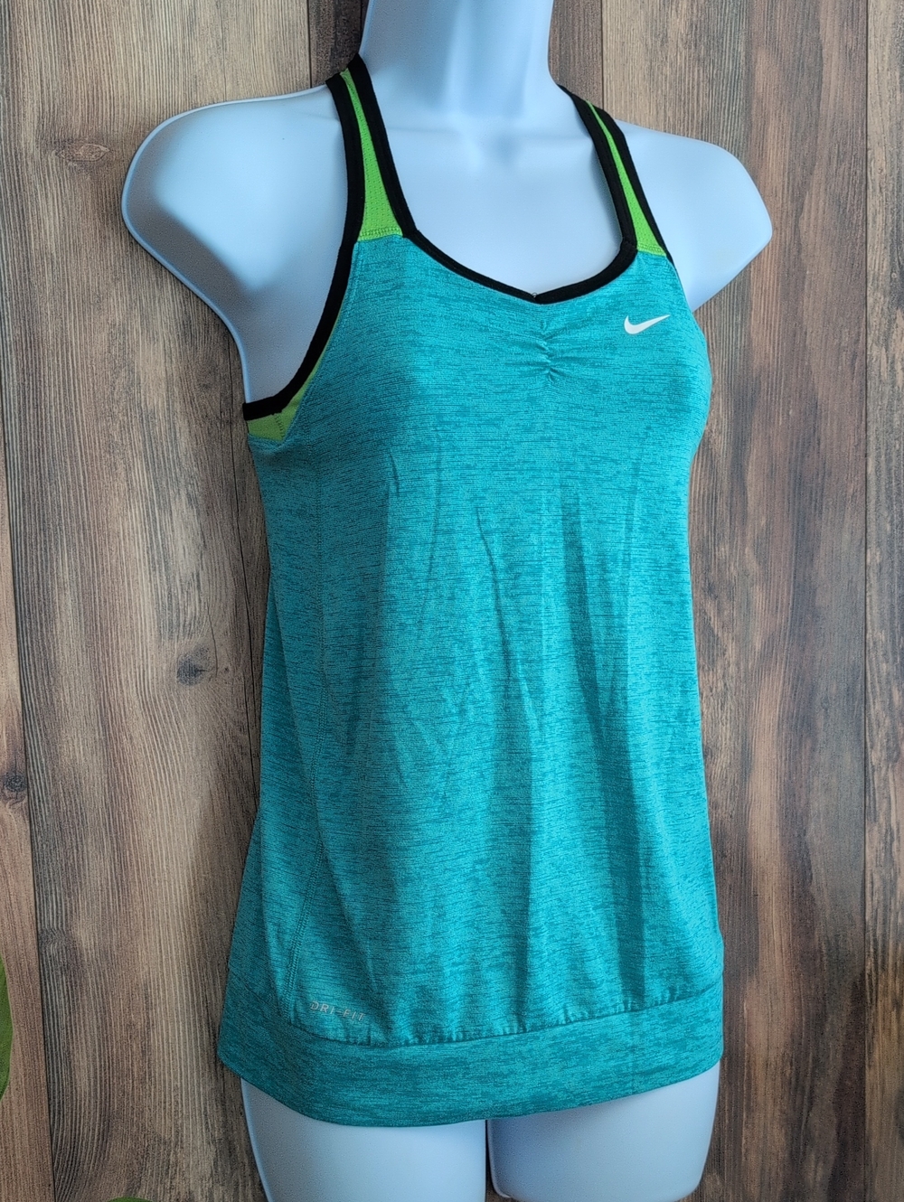 Nike Teal & Lime Racerback Swim Tankini Top L      926A